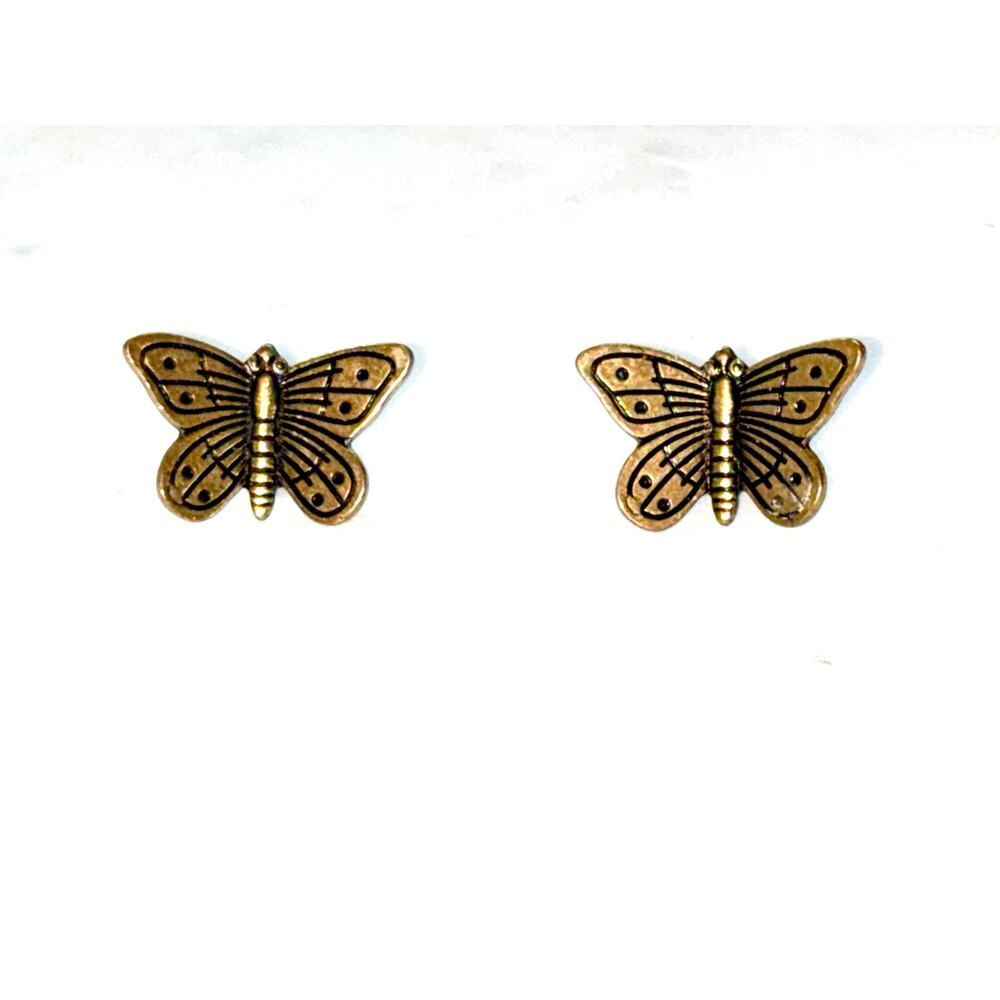 Vintage Gold-Plated Butterfly Post Earrings